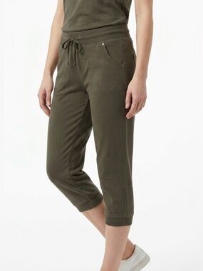 SEDUCTIONS Drawstring Cropped Capris in Olive